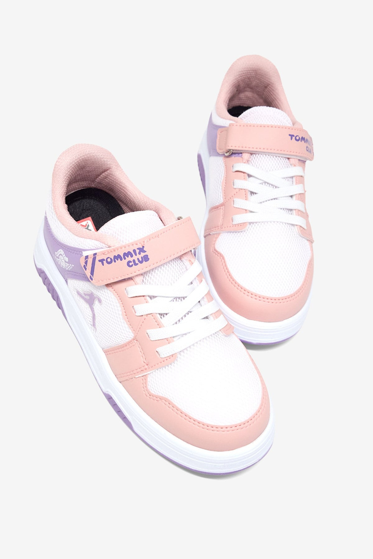Rahat Kalıp Ortopedik Cırtlı Sneaker Çocuk Unisex Pudra Lila Beyaz Sneaker TBDLT509