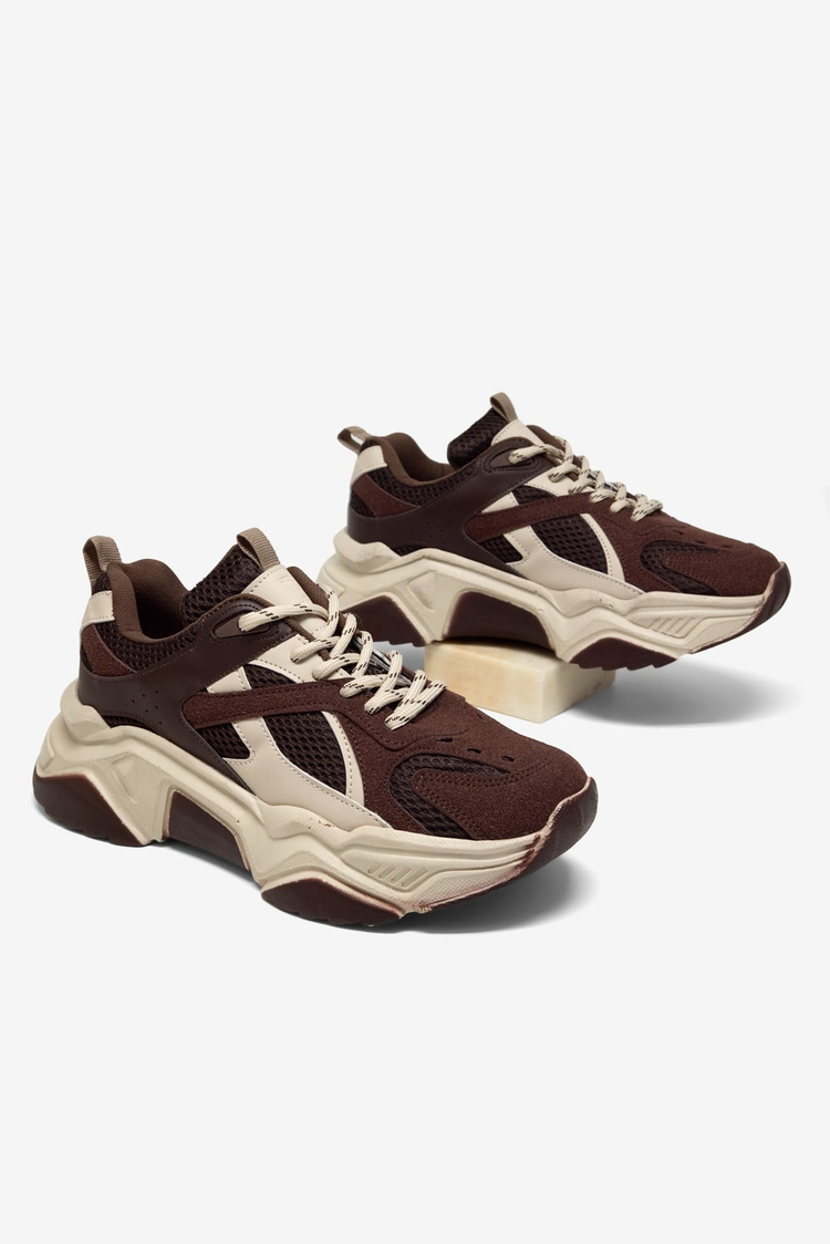 Rahat Kalıp Poli Taban Bağcıklı Sneaker Kadın Kahve Sneaker TBCRN1903