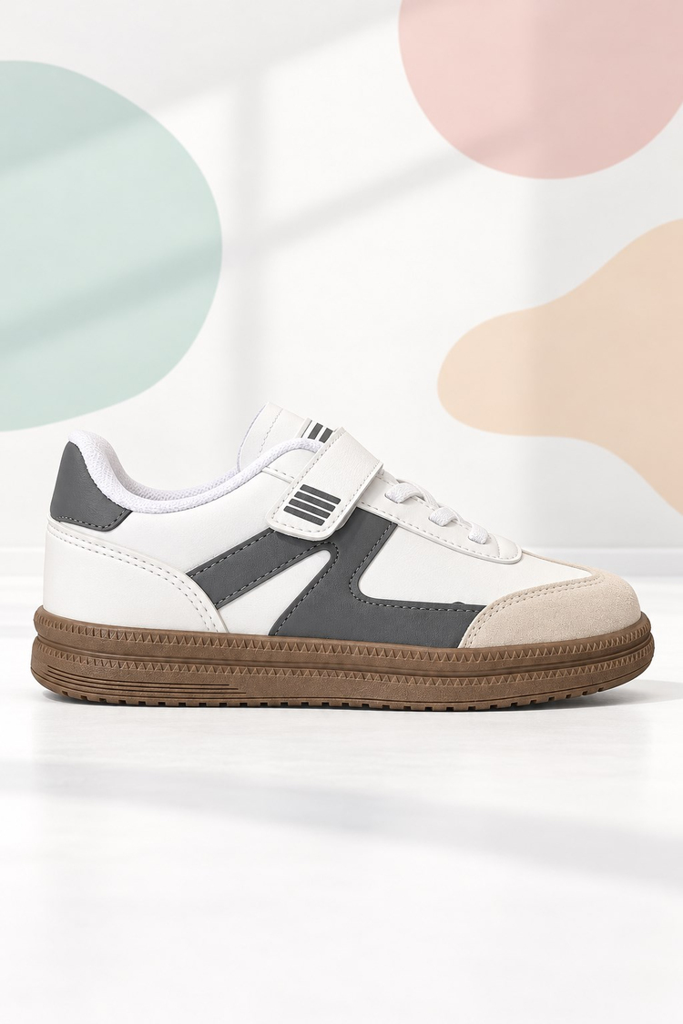 Rahat Kalıp Termo Taban Cırtlı Sneaker Unisex Beyaz Füme Sneaker TBTCRT