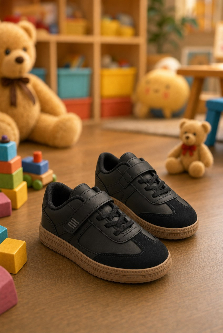 Rahat Kalıp Termo Taban Cırtlı Sneaker Unisex Siyah Siyah Sneaker TBTCRT