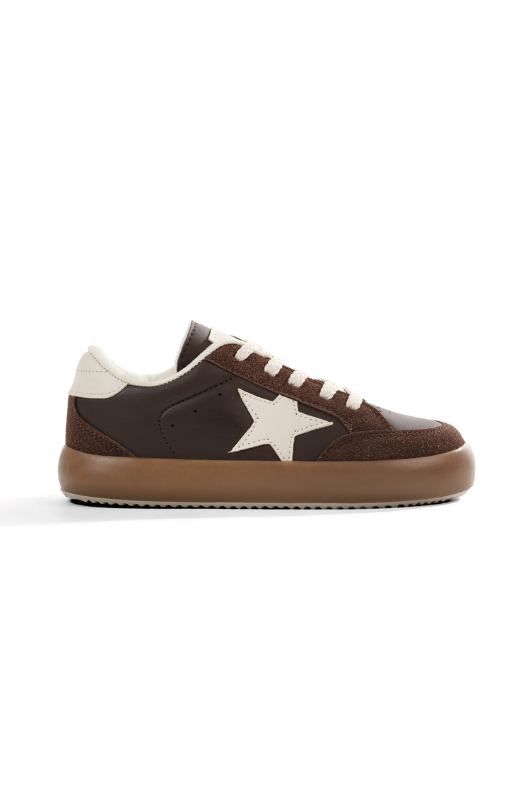 Termo Taban Rahat Kalıp Bağcıklı Sneaker Kadın Kahve Bej Sneaker TBZER090