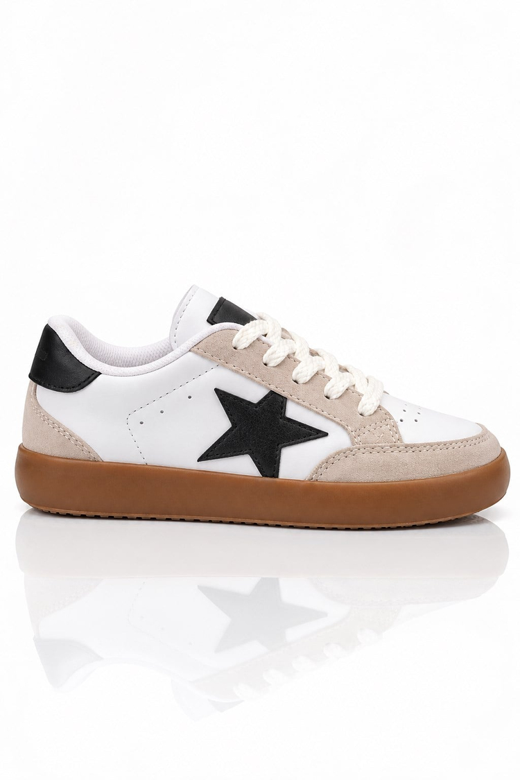 Termo Taban Rahat Kalıp Bağcıklı Sneaker Unisex Beyaz Siyah Sneaker TBZER090-1A