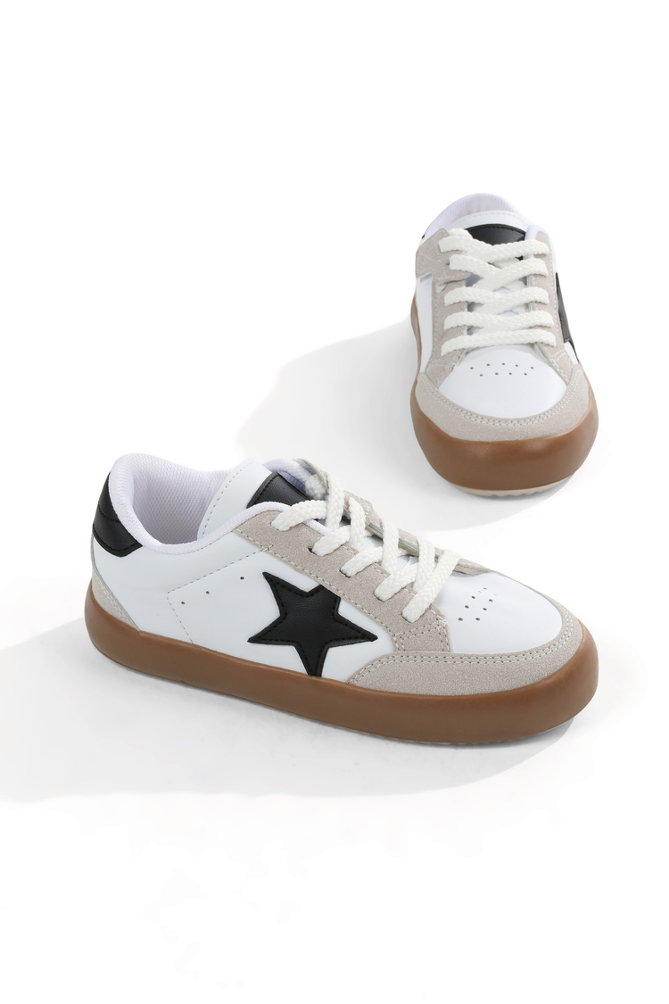 Termo Taban Rahat Kalıp Bağcıklı Sneaker Kadın Beyaz Siyah Sneaker TBZER090