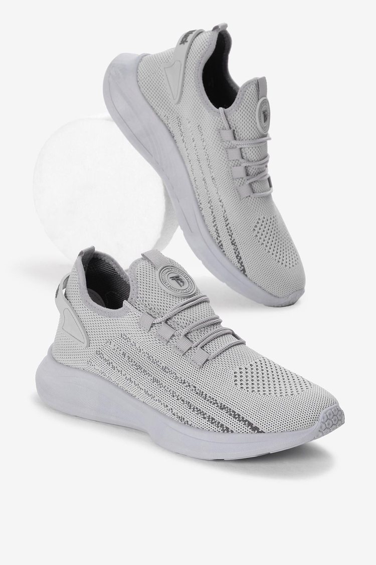 Termo Taban Şerit Detaylı Bağcıklı Triko Unisex Gri Spor Ayakkabı TBKRG015