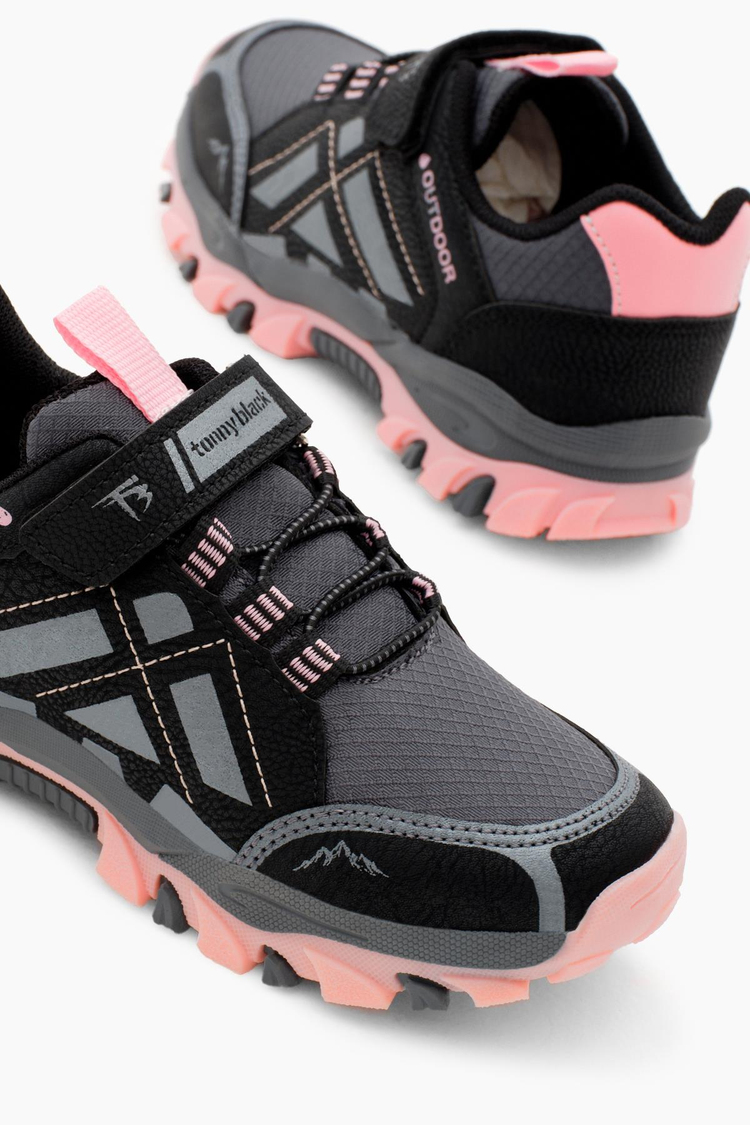 Termo Taban Su İtici Kumaş Cırtlı Çocuk Unisex Füme Pembe Trekking Ayakkabı TBTMKD025