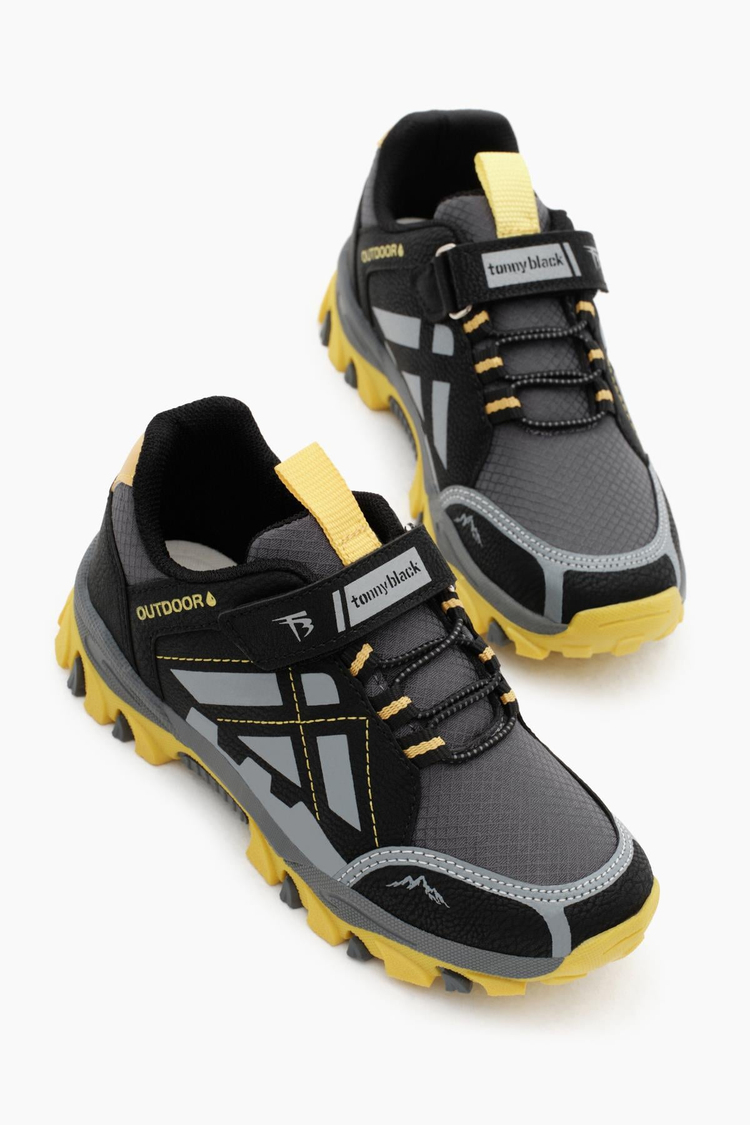 Termo Taban Su İtici Kumaş Cırtlı Çocuk Unisex Füme Sarı Trekking Ayakkabı TBTMKD025