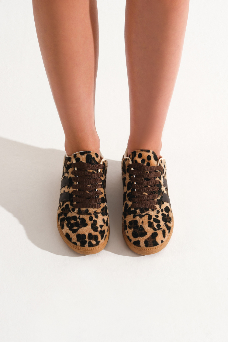 Termo Taban Yanı Şeritli Bağcıklı Unisex Leopar Spor Ayakkabı TBZER020