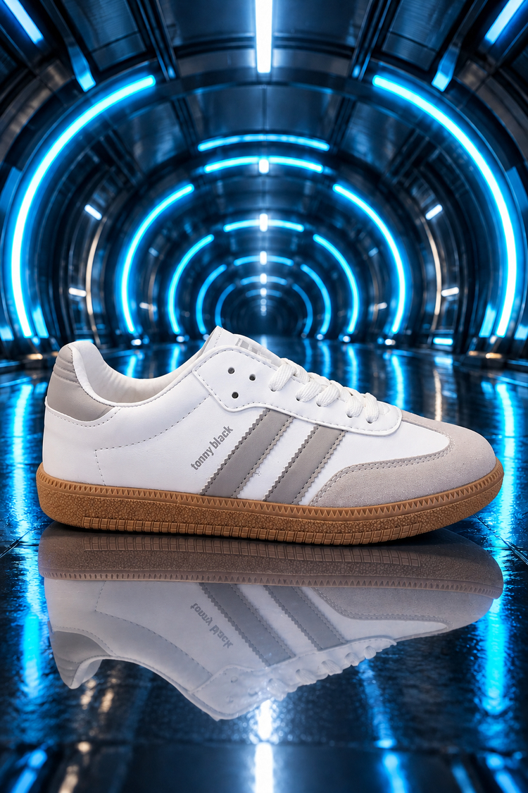 Termo Taban Yanı Şeritli Bağcıklı Unisex Beyaz Gri Spor Ayakkabı TBZER020