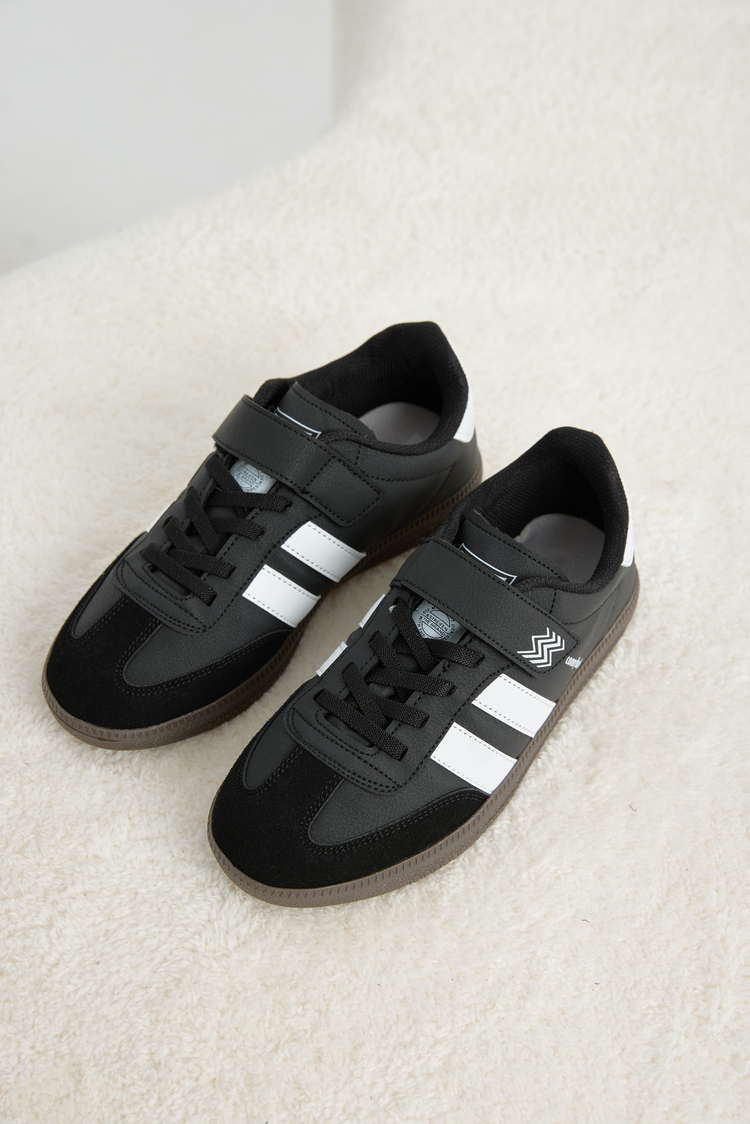 Termo Taban Yanı Şeritli Cırtlı Bağcıklı Sneaker Çocuk Unisex Siyah Beyaz Sneaker TBZER040