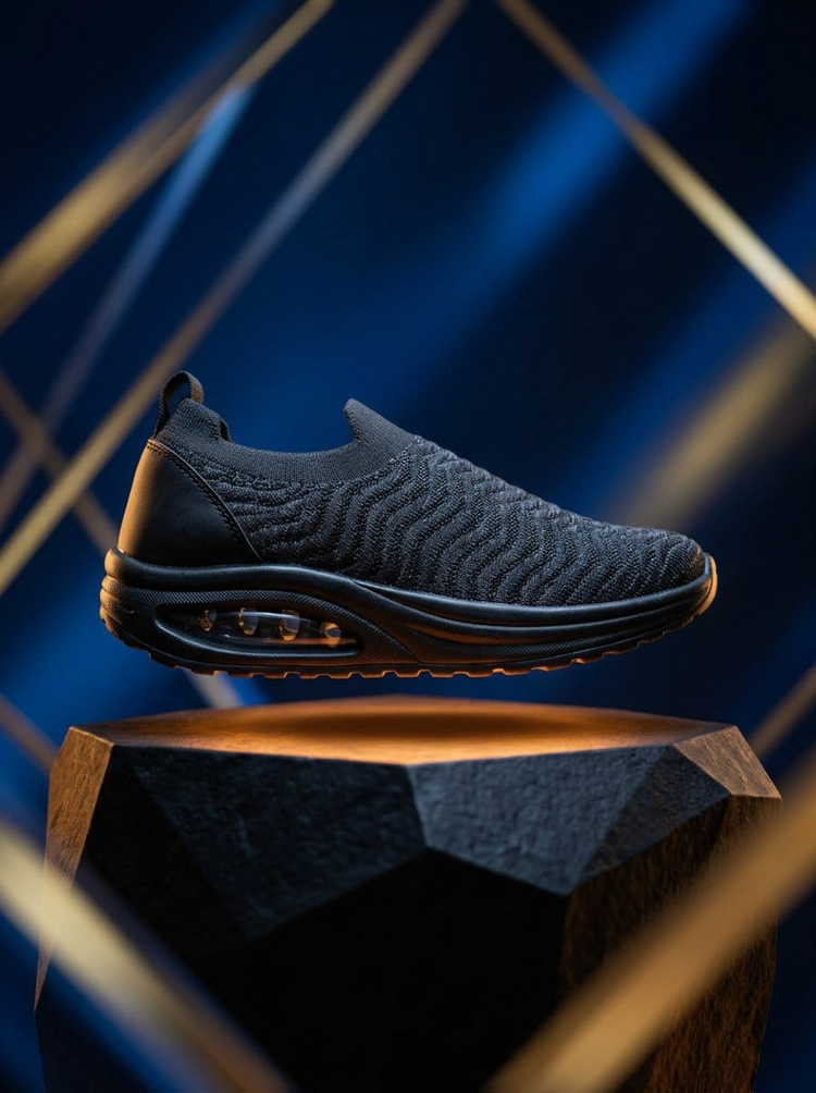 Triko Bağcıksız Air Tabanlı Sneaker Kadın Siyah Siyah Sneaker TBNALİA