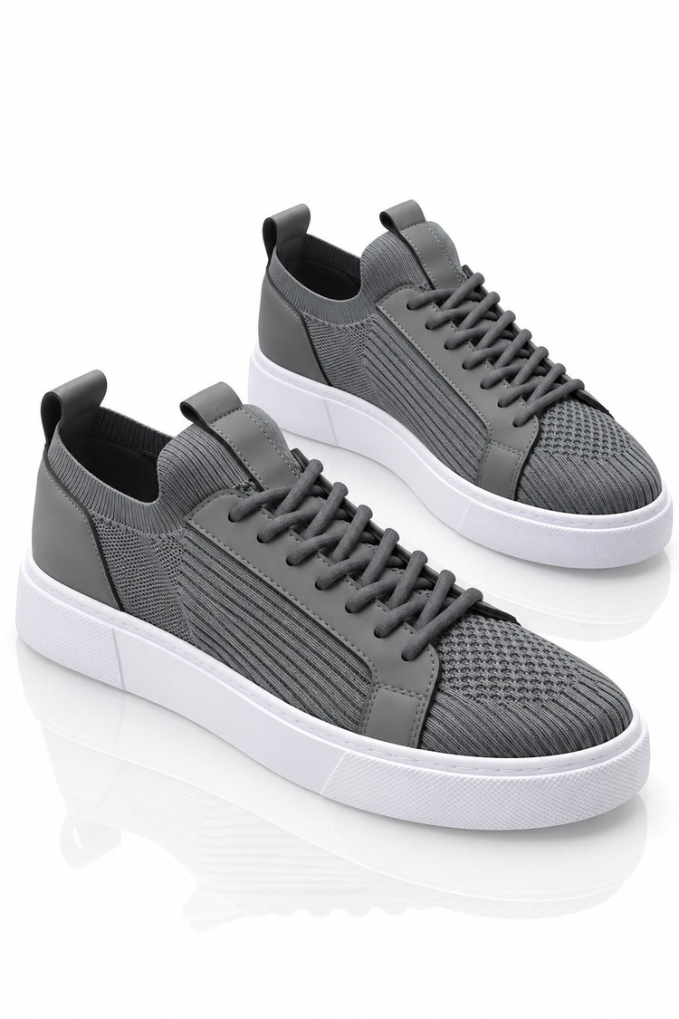 Triko Nefes Alabilen Bağcıklı Sneaker Erkek Füme Sneaker TBTKLC050