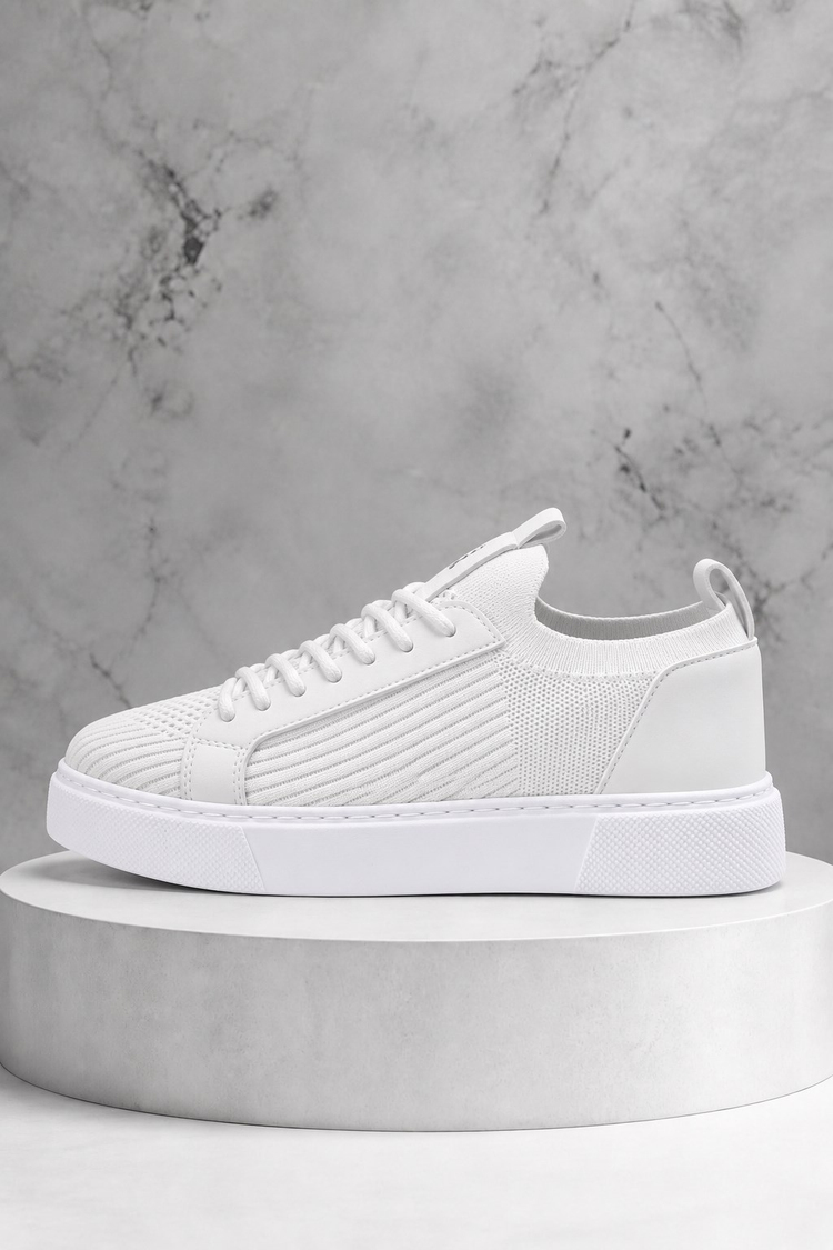 Triko Nefes Alabilen Bağcıklı Sneaker Erkek Beyaz Sneaker TBTKLC050
