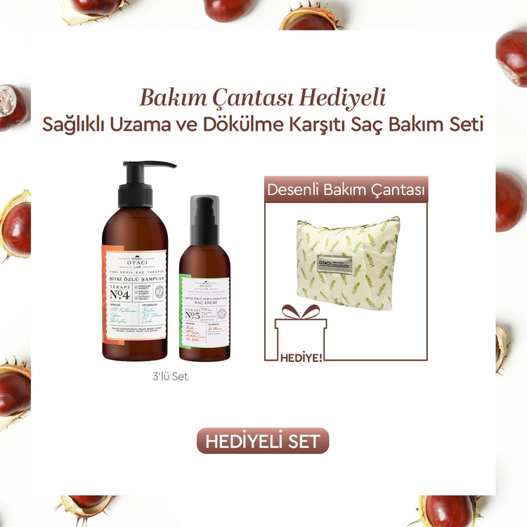 Makyaj Çantası Hediyeli Sağlıklı Uzama ve Dökülme Karşıtı Saç Bakım Seti