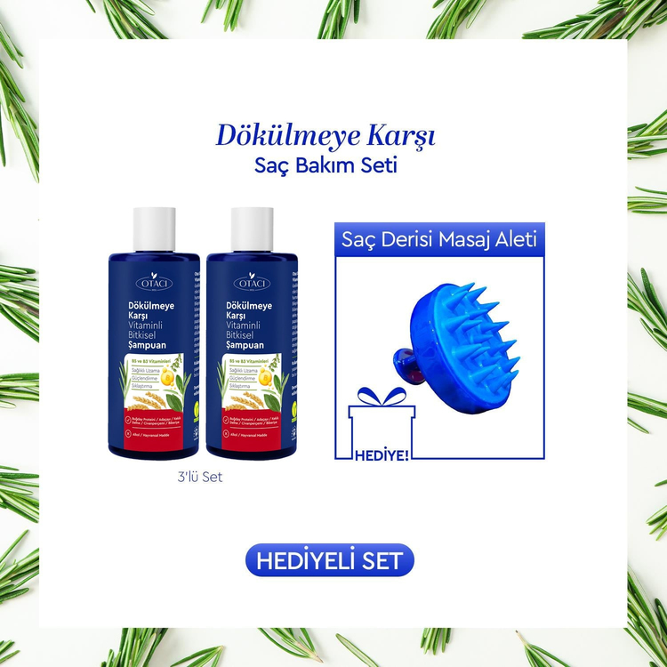 Saç Masaj Aleti Hediyeli Dökülmeye Karşı Şampuan Seti
