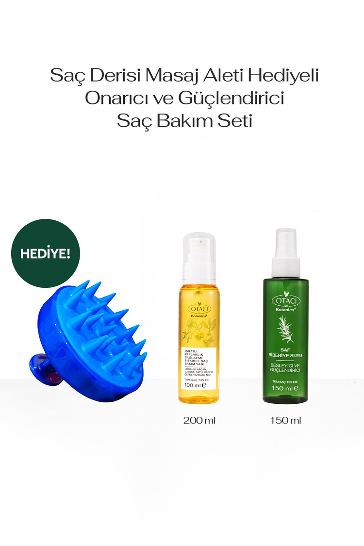 Onarıcı ve Güçlendirici Saç Bakım Seti- Saç Derisi Masaj Aleti hediyeli