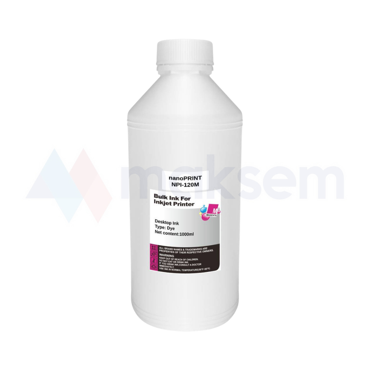 Kırmızı Mürekkep Dye (Ink) 1000ml NPI-120M, Canon Universal Kartuş Modelleri: PG-40 CL-41 PG-50