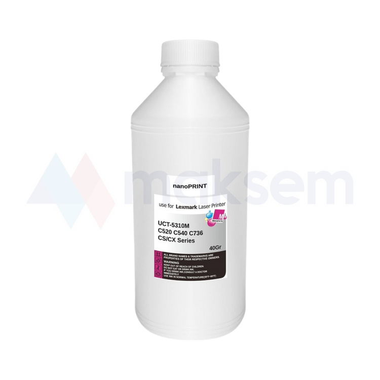 Kırmızı Toner Tozu 40gr UCT-5310M nanoPRINT, Lexmark C520 C540 C736 CS/CX