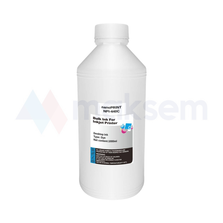 Mavi Mürekkep Dye (Ink) 1000ml 664 NPI-440C, Epson Universal Kartuş Modelleri: T0592 T0872