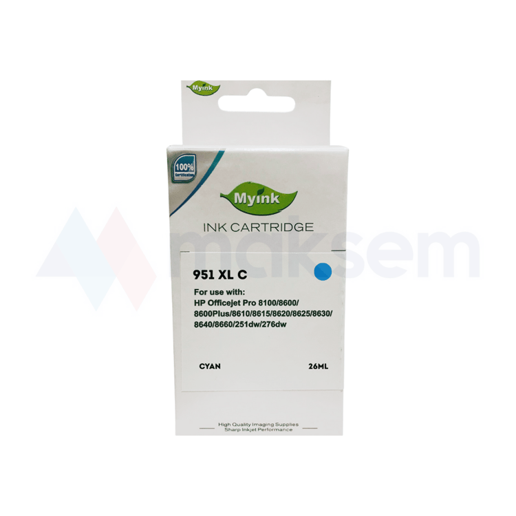 Muadil Mavi Kartuş 30ml 951XL CN046AE, HP OfficeJet Pro 251dw 276dw OfficeJet Pro 8100 ePrinter
