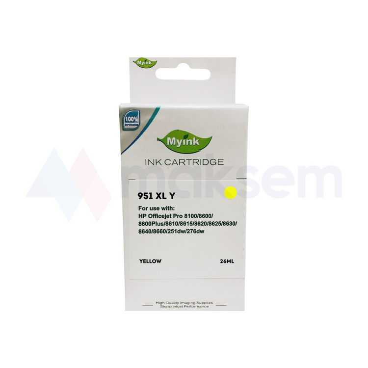 Muadil Sarı Kartuş 30ml 951XL CN048AE, HP OfficeJet Pro 251dw 276dw OfficeJet Pro 8100 ePrinter