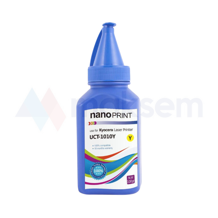 Sarı Toner Tozu 100gr TK5140 TK5150 UCT-1010Y nanoPRINT, Kyocera Universal