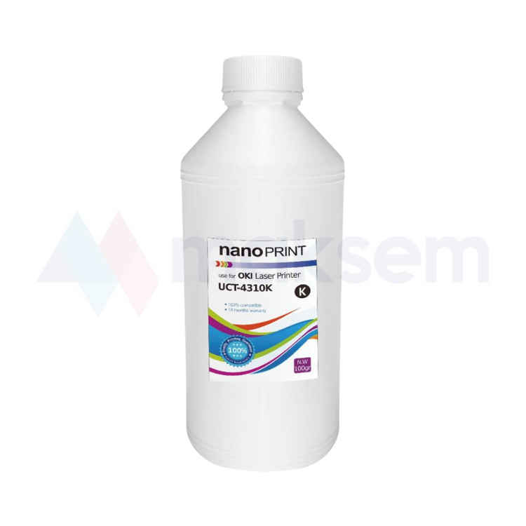 Siyah Toner Tozu (Toner Powder) 100gr UCT-4310K nanoPRINT, OKI C301 C310 C312 C321 C330 C510 C511