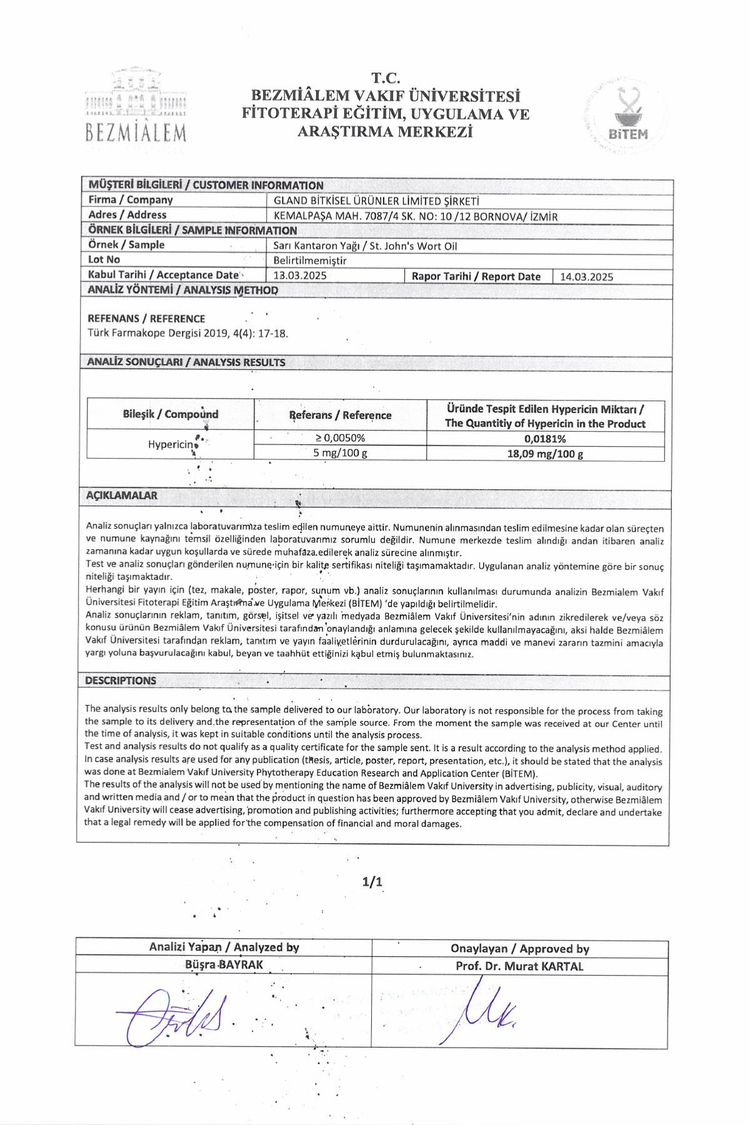 Torlak Çiftliği Sarı Kantaron Yağı