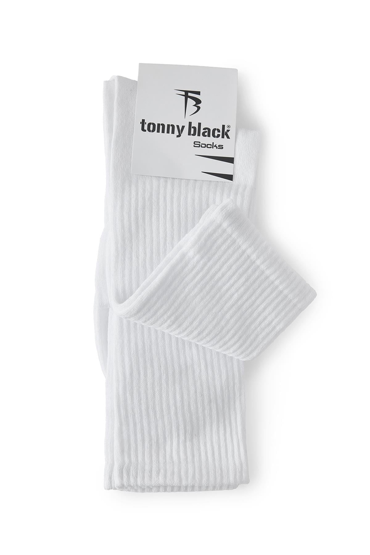 2 Çift Düz Pamuklu Tenis Unisex Beyaz Çorap TBACRP015