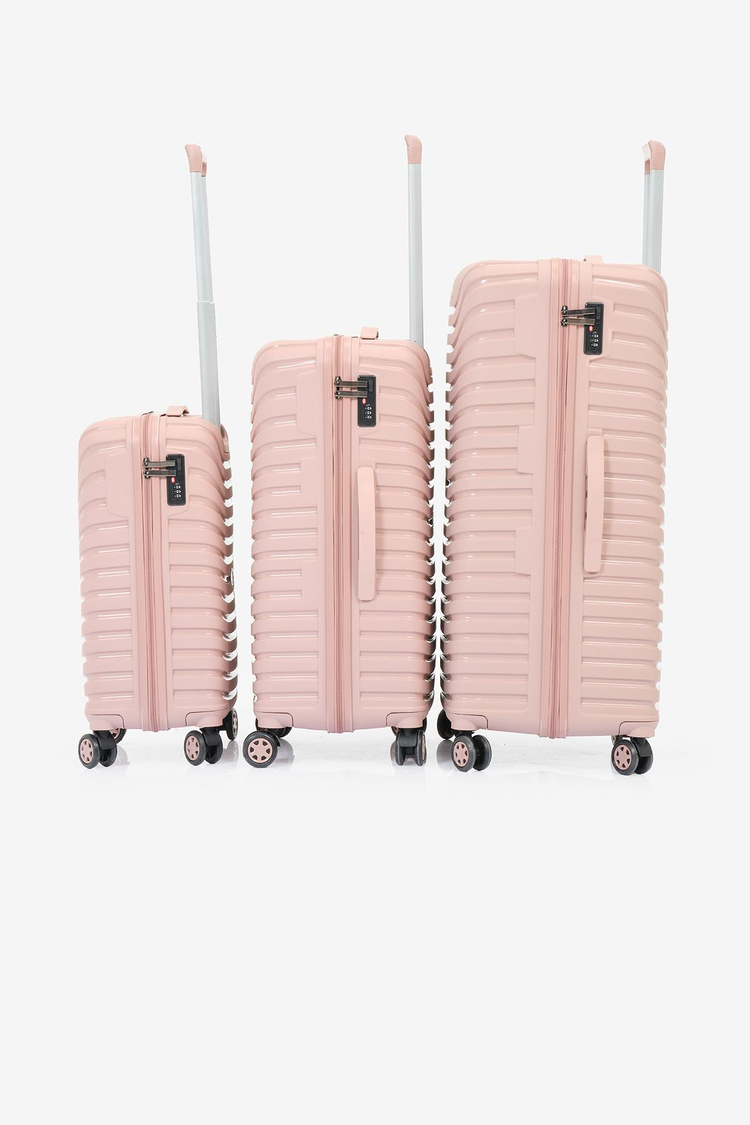 3'lü Set Silikon Kırılmaz PP Unisex Açık Pembe Valiz PWVLZ005