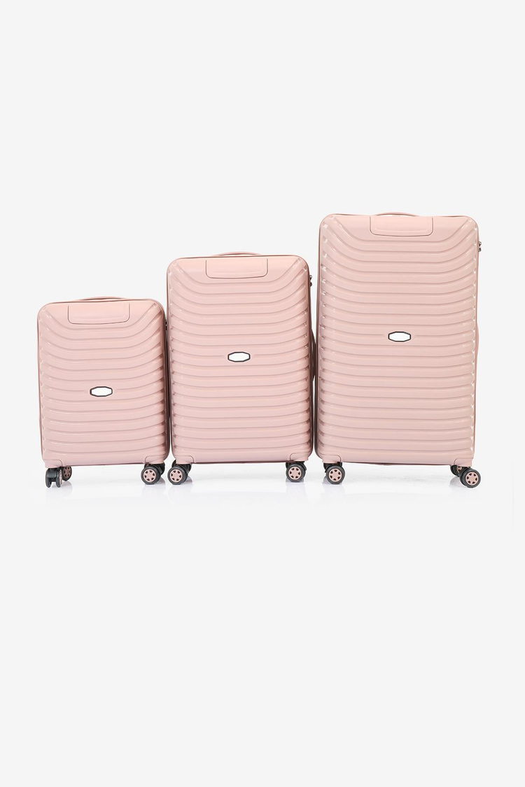 3'lü Set Silikon Kırılmaz PP Unisex Açık Pembe Valiz PWVLZ005