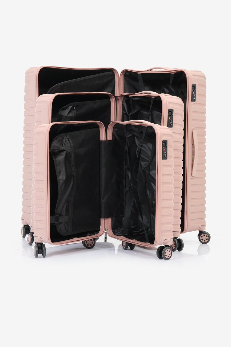 3'lü Set Silikon Kırılmaz PP Unisex Açık Pembe Valiz PWVLZ005
