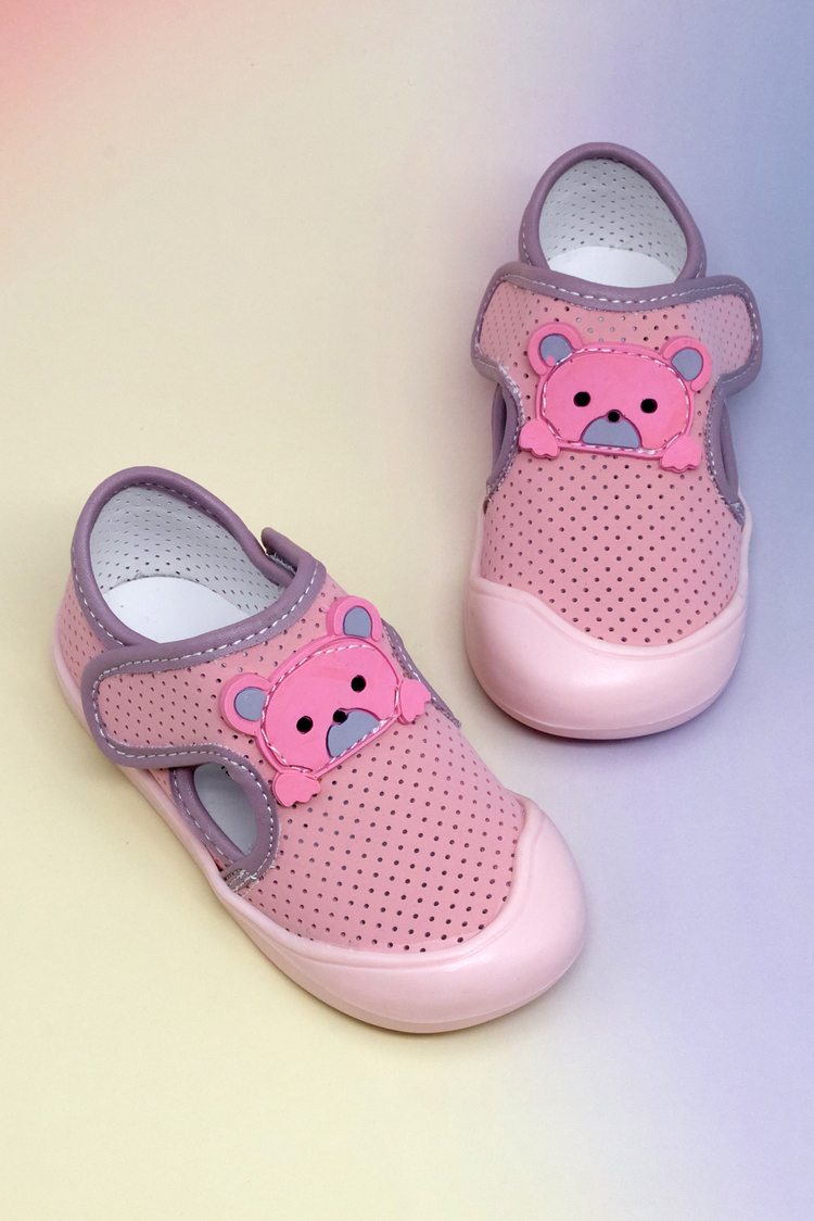 Ayıcık Detaylı Rahat Kalıp İlk Adım Sneaker Kız Çocuk Pembe Nubuk Sneaker TBARZ1100
