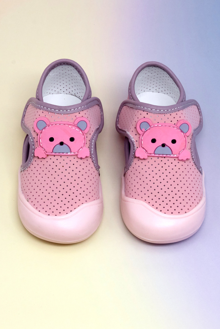 Ayıcık Detaylı Rahat Kalıp İlk Adım Sneaker Kız Çocuk Pembe Nubuk Sneaker TBARZ1100