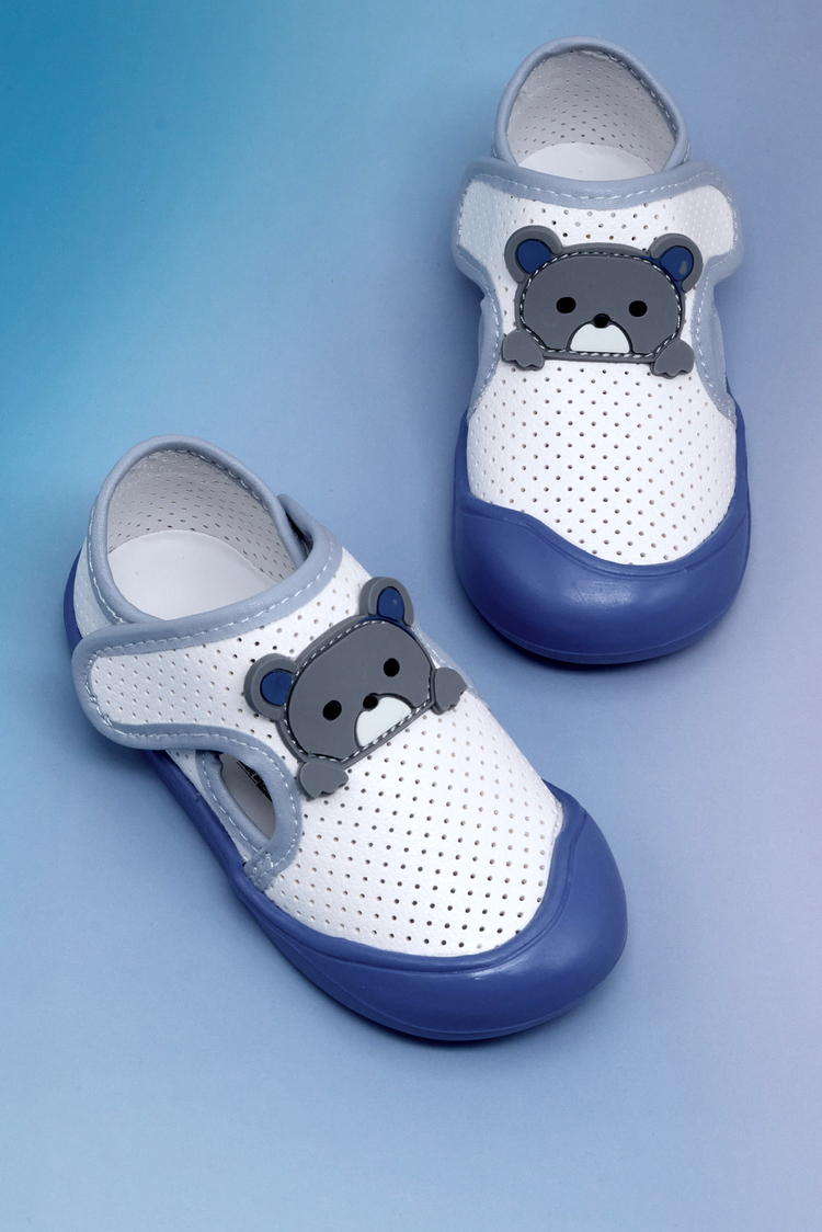 Ayıcık Detaylı Rahat Kalıp İlk Adım Sneaker Kız Çocuk Beyaz Mavi Sneaker TBARZ1100