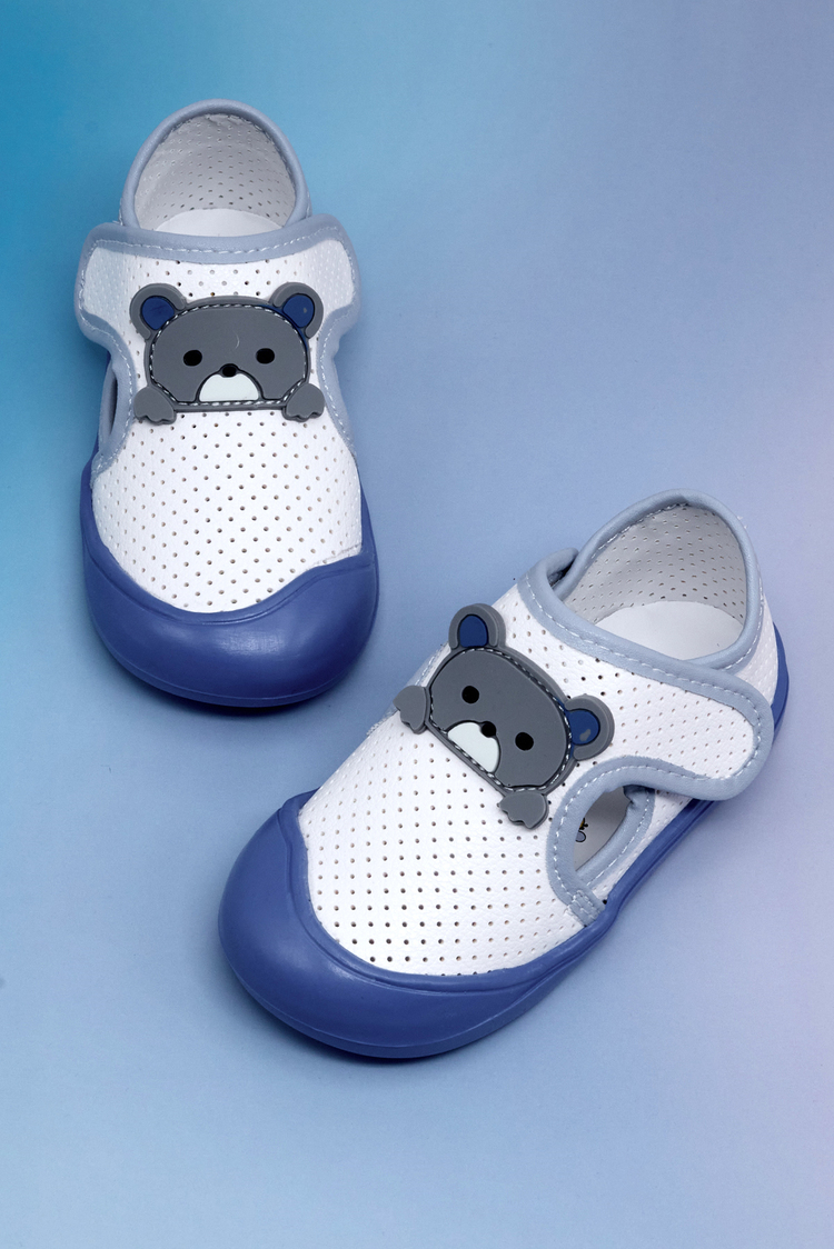 Ayıcık Detaylı Rahat Kalıp İlk Adım Sneaker Kız Çocuk Beyaz Mavi Sneaker TBARZ1100