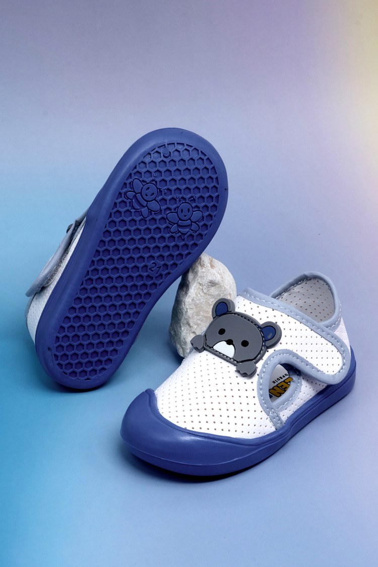 Ayıcık Detaylı Rahat Kalıp İlk Adım Sneaker Kız Çocuk Beyaz Mavi Sneaker TBARZ1100