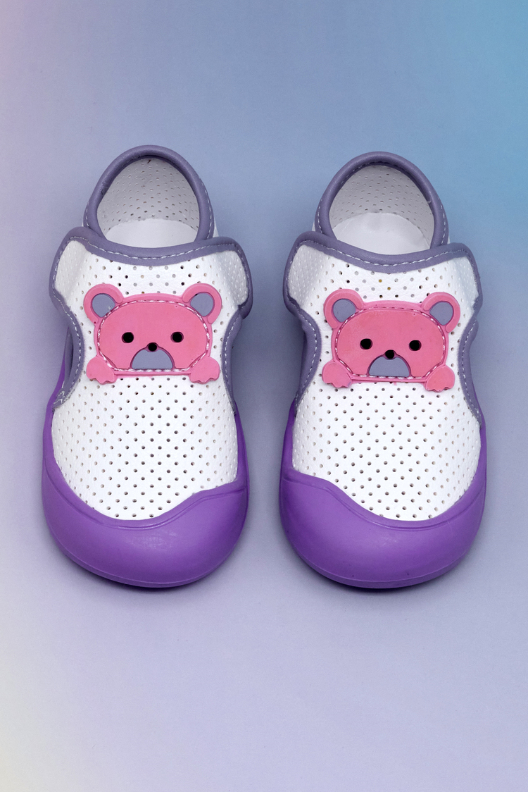 Ayıcık Detaylı Rahat Kalıp İlk Adım Sneaker Kız Çocuk Beyaz Lila Sneaker TBARZ1100