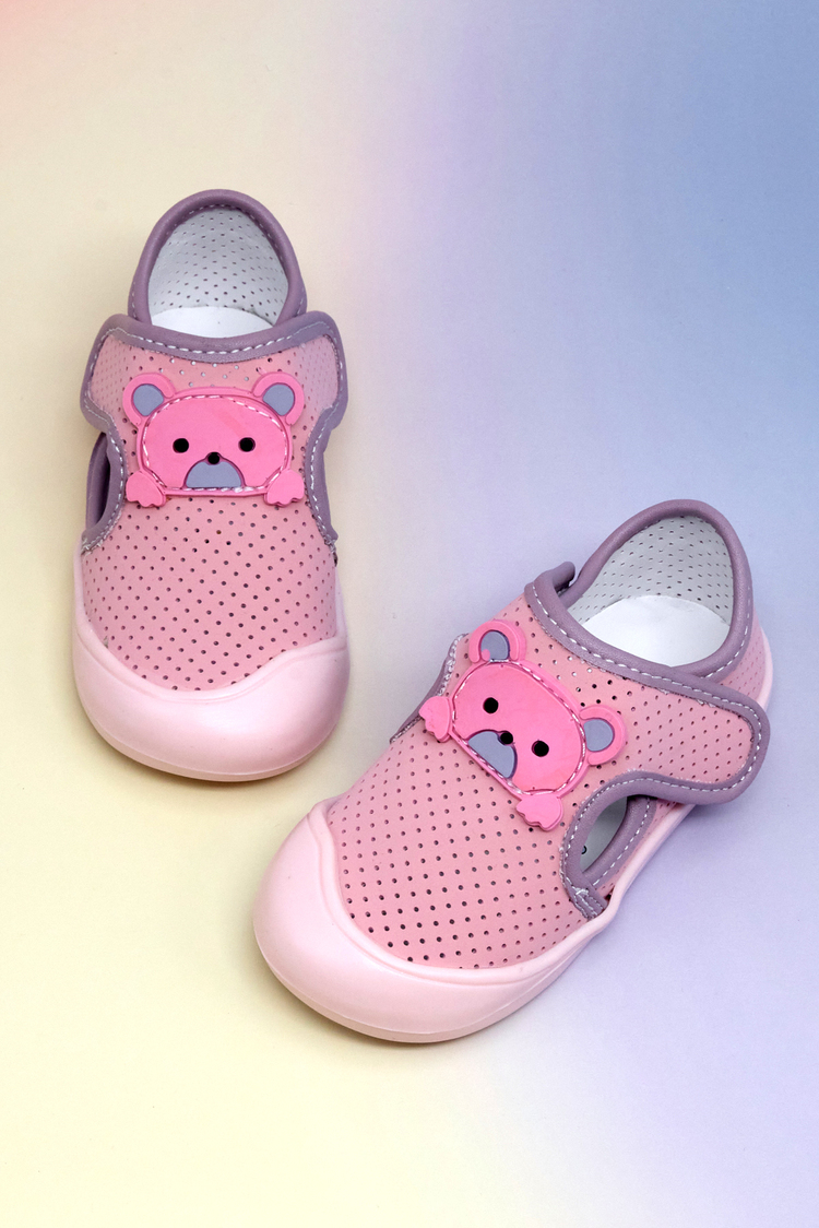 Ayıcık Detaylı Rahat Kalıp İlk Adım Sneaker Kız Çocuk Pembe Nubuk Sneaker TBARZ1100