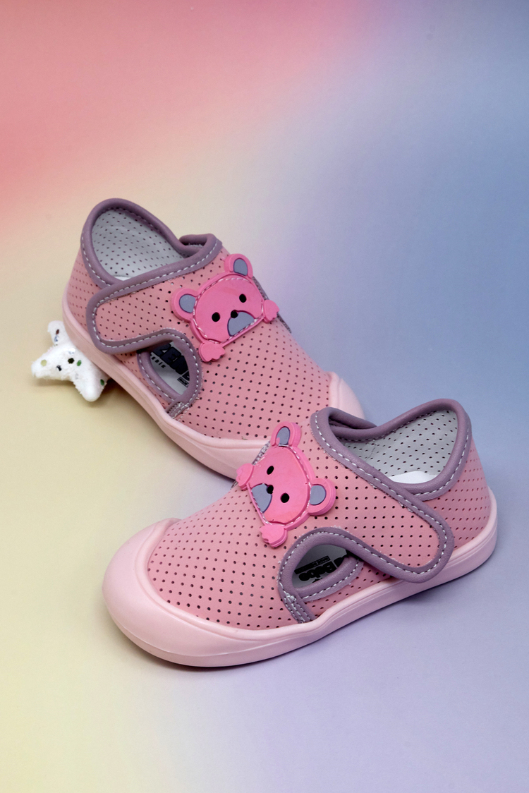 Ayıcık Detaylı Rahat Kalıp İlk Adım Sneaker Kız Çocuk Pembe Nubuk Sneaker TBARZ1100