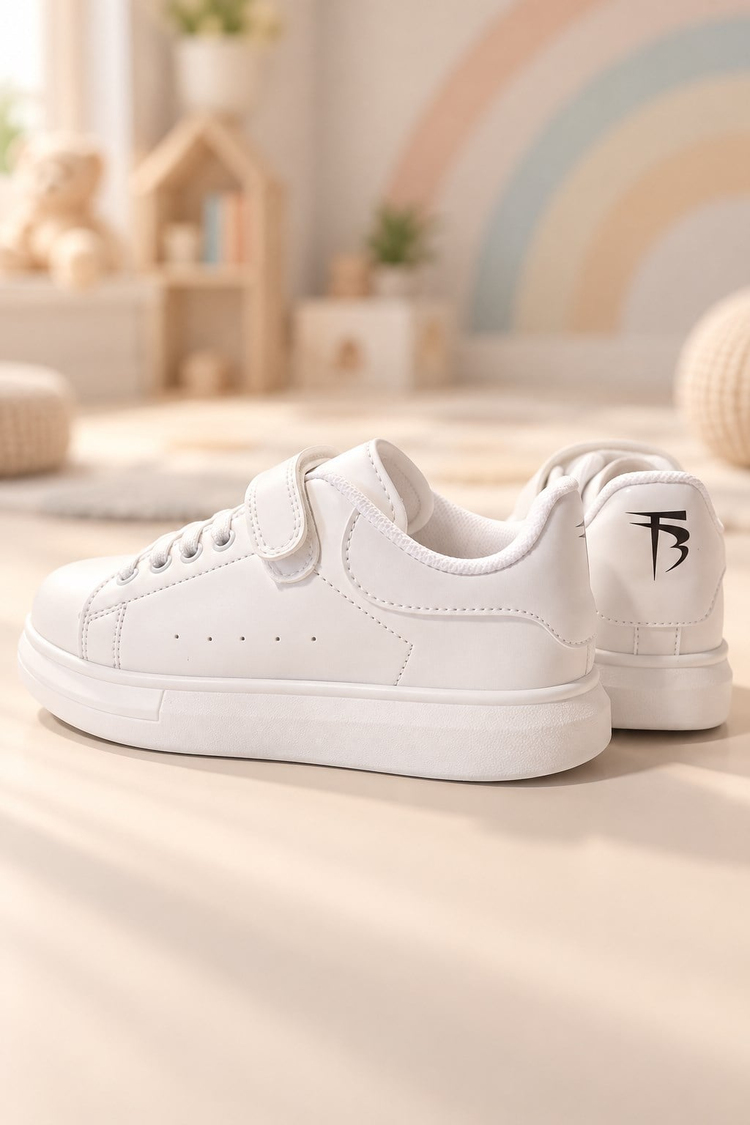 Bağcıklı Rahat Ayakkabı Çocuk Unisex Beyaz Beyaz Ayakkabı TB26160