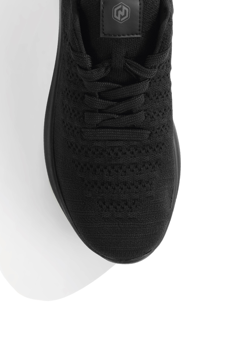Bağcıklı Triko Nefes Alabilen Sneaker Erkek Siyah Siyah Sneaker TBAGR