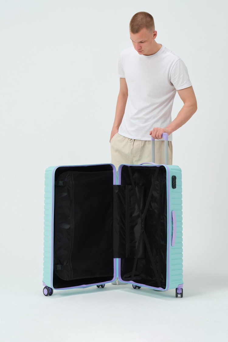 Büyük Boy Silikon Kırılmaz PP Unisex Turkuaz Lila Valiz PWVLZ035