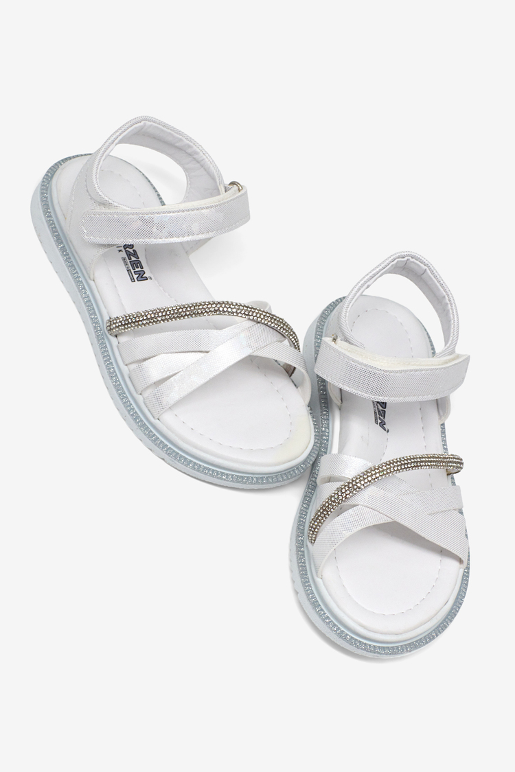 Çoçuk Çarpraz Bağlı Sandalet Çocuk Unisex Beyaz Sandalet TBARZ1060