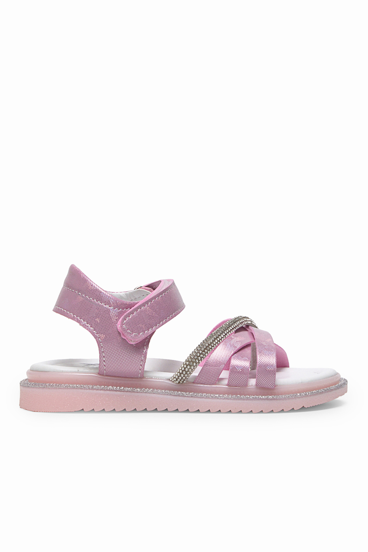 Çoçuk Çarpraz Bağlı Sandalet Çocuk Unisex Pembe Sandalet TBARZ1060