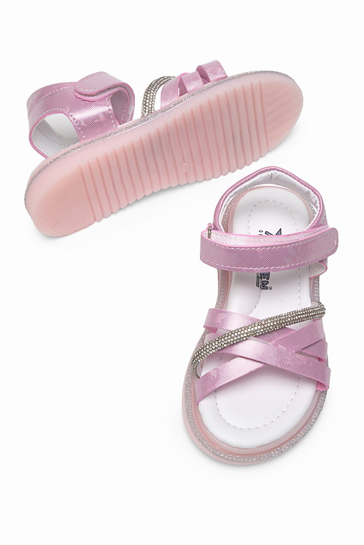 Çoçuk Çarpraz Bağlı Sandalet Çocuk Unisex Pembe Sandalet TBARZ1060