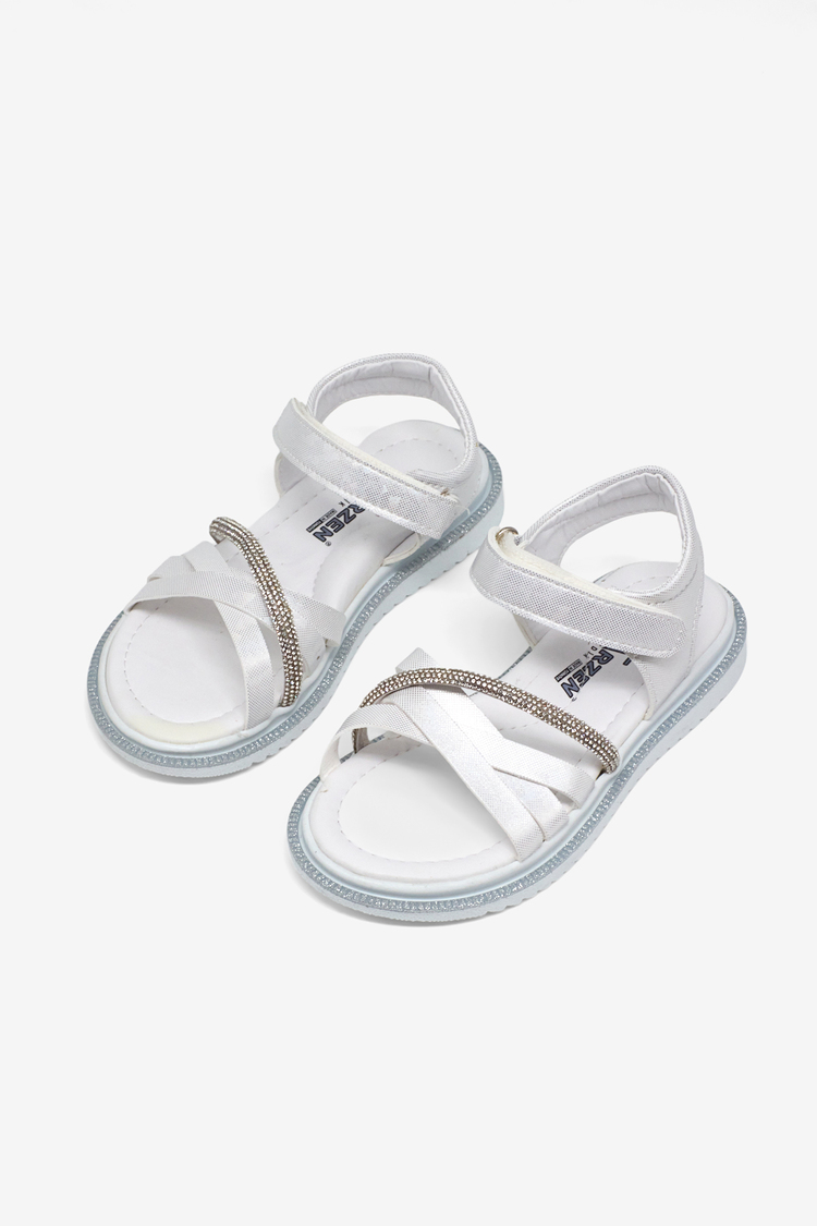 Çoçuk Çarpraz Bağlı Sandalet Çocuk Unisex Beyaz Sandalet TBARZ1060