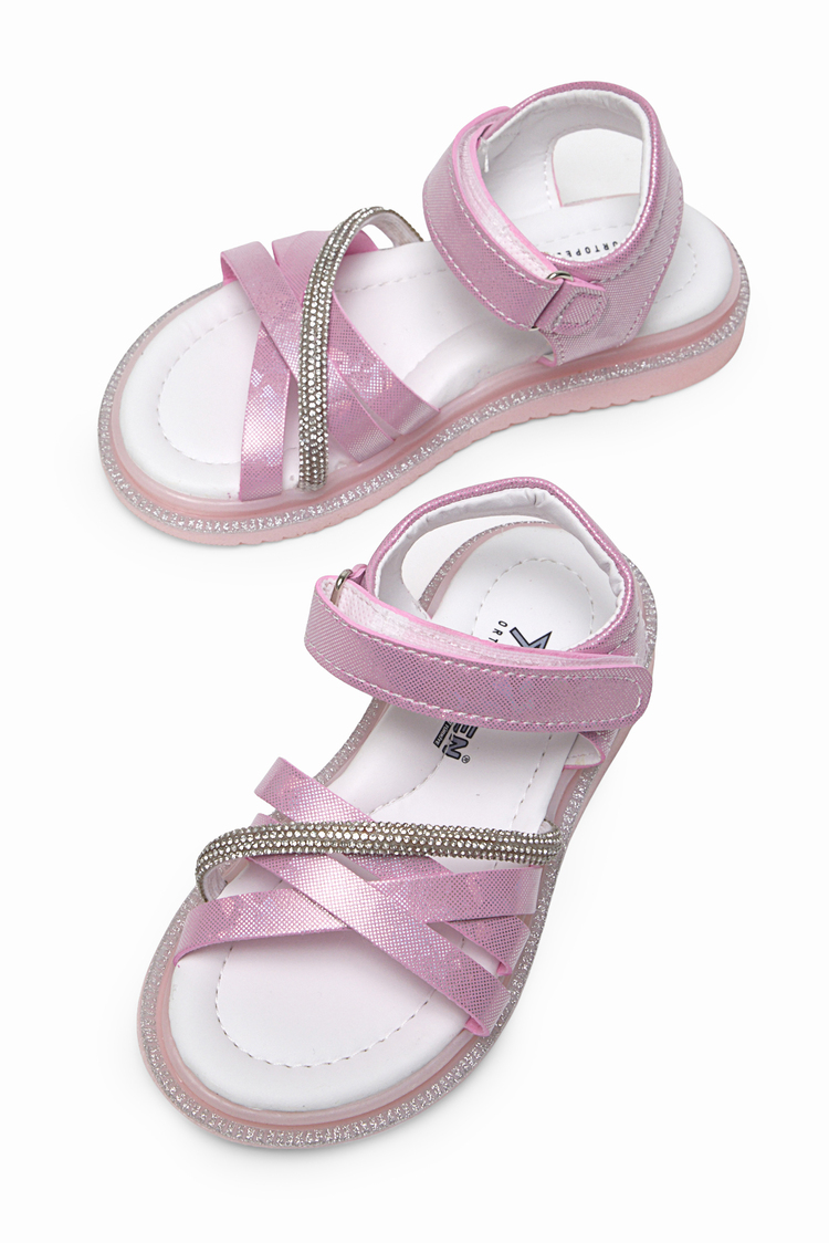 Çoçuk Çarpraz Bağlı Sandalet Çocuk Unisex Pembe Sandalet TBARZ1060