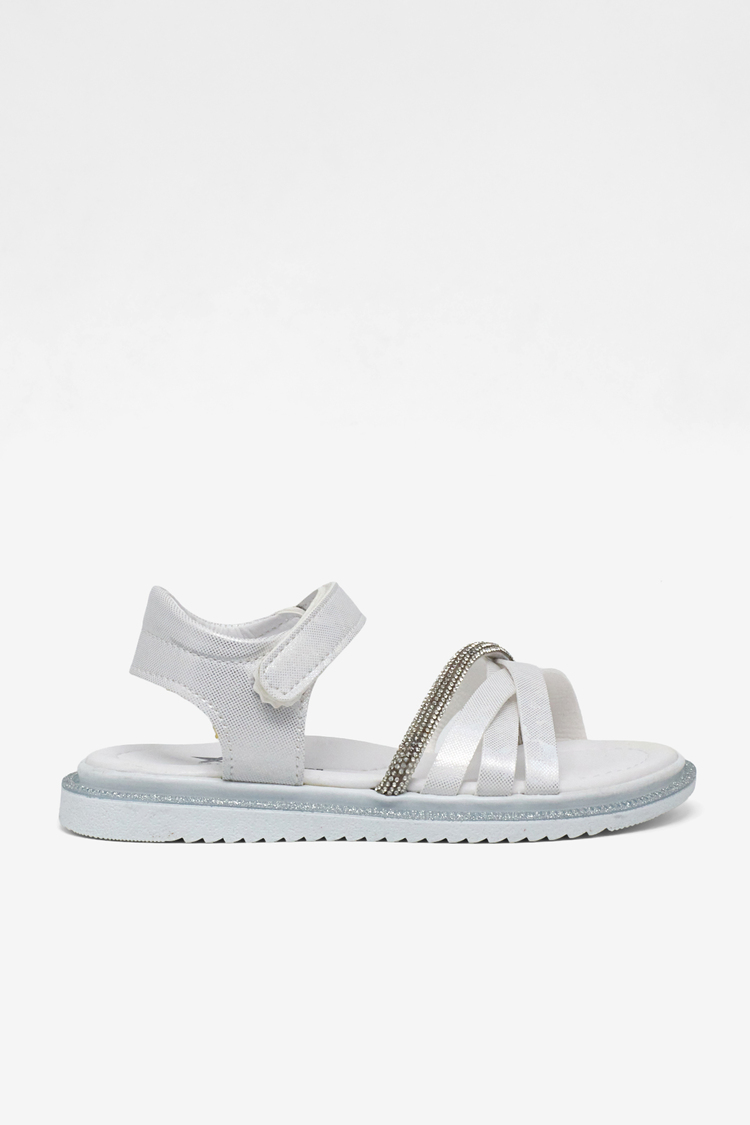 Çoçuk Çarpraz Bağlı Sandalet Çocuk Unisex Beyaz Sandalet TBARZ1060