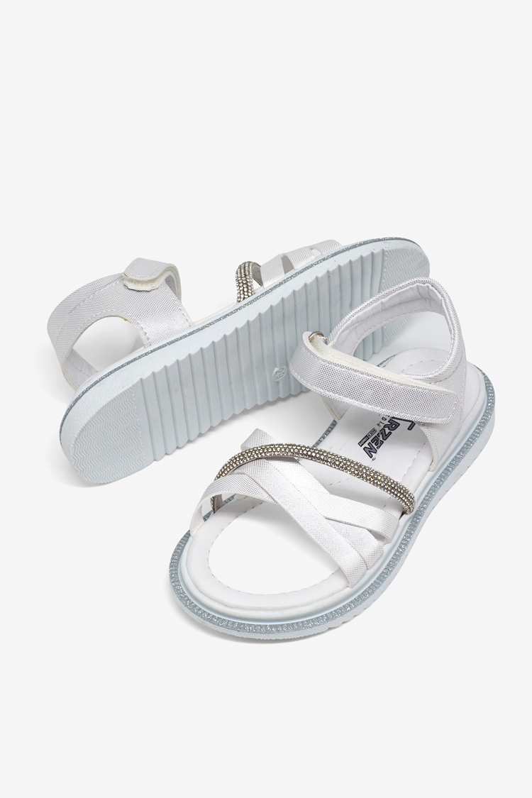 Çoçuk Çarpraz Bağlı Sandalet Çocuk Unisex Beyaz Sandalet TBARZ1060