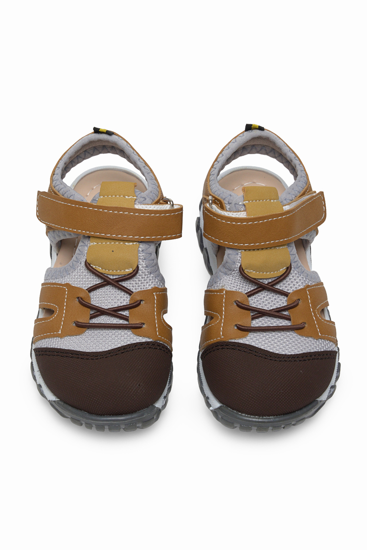 Çoçuk Cırt Ve Bağcıklı Rahat Kalıp Sandalet Çocuk Unisex Camel Sandalet TBARZ1020
